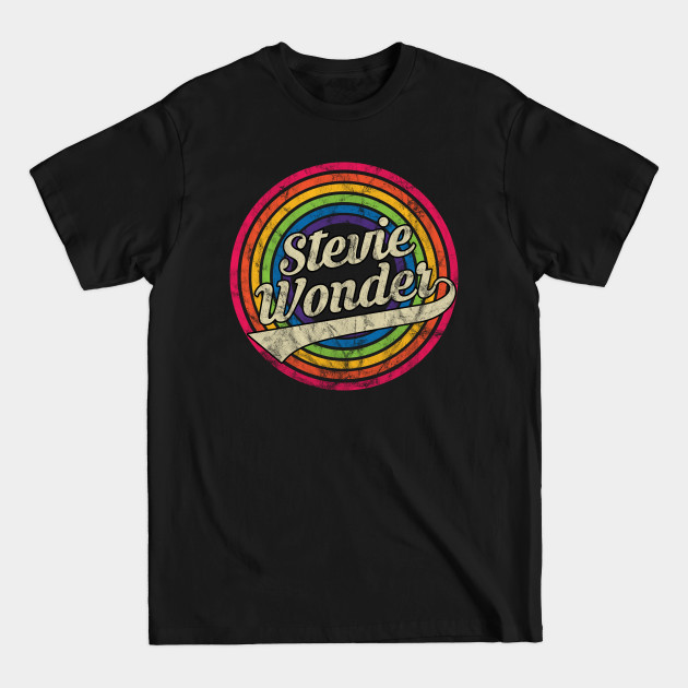 Stevie Wonder - Retro Rainbow Faded-Style - Stevie Wonder - T-Shirt