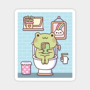 Cute Frog Chilling On Toilet Bowl Magnet