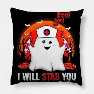 Funny ghost boo boo boo I will stab you tshirt funny halloween gift t-shirt Pillow