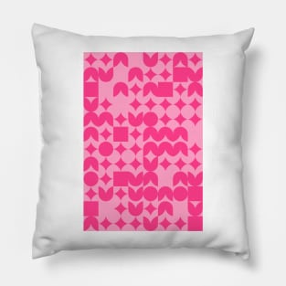 Girly Pinkish Geometric Pattern - Flowers & Stars #9 Pillow