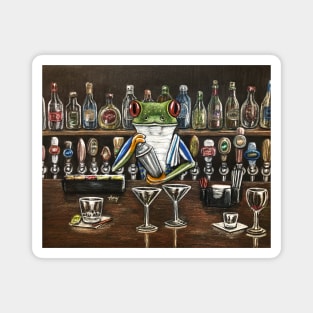 "Frog Bar" - Bartender Frog Magnet