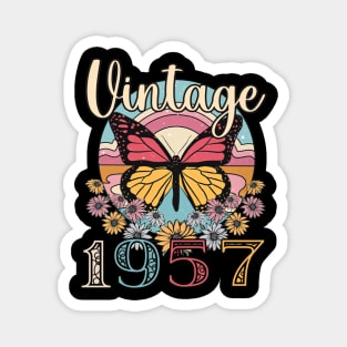 Floral Butterfly Retro Vintage 1957 66th Birthday Magnet