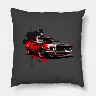 1969 Ford Mustang Hell Demon Car T-Shirt Pillow