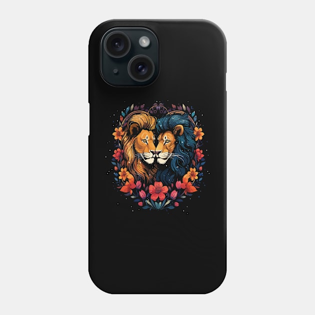 Lion Couple Valentine Phone Case by JH Mart