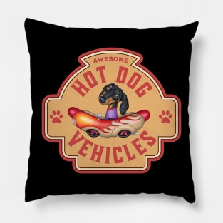 Awesome Dachshund Hot Dog Vehicles Pillow