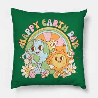 Happy Earth Day Retro Earth Day 2024 Environment Pillow