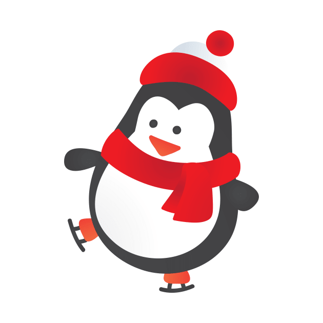 Cute Winter Penguin on Ice Skates by bluerockproducts