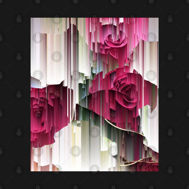 Glitched Red and White Roses by JillyBeanDesign