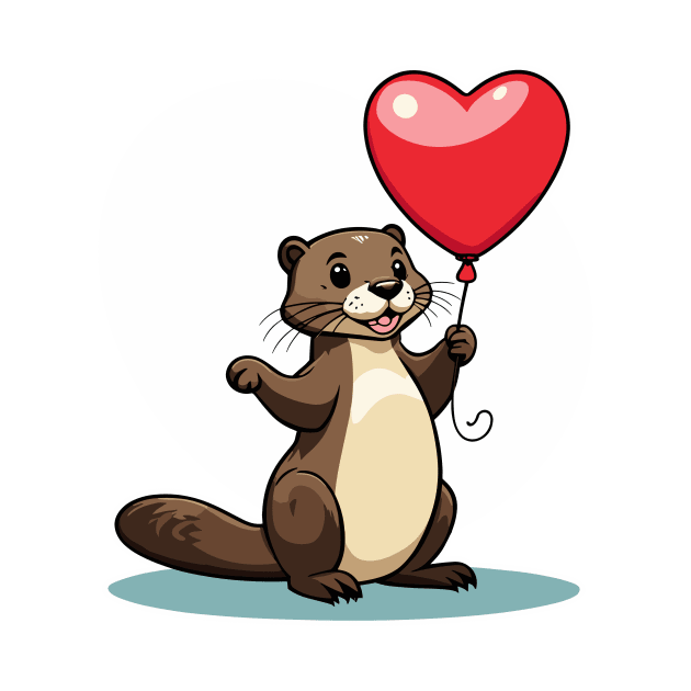 Otter Heart Balloon - Valentines Day by FluffigerSchuh