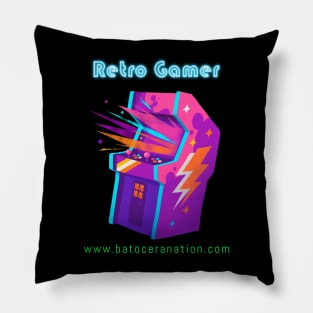 Retro Gamer Logo 8 Pillow