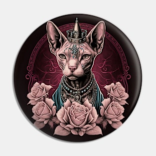 Goth Sphynx And Roses Pin