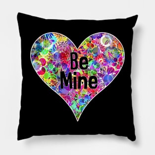 Be Mine Floral Flower Rainbow Neon Bright Heart Valentine Pillow