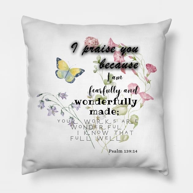 Psalm 139:14 Pillow by AbstractArt14