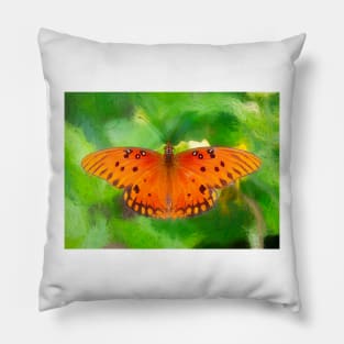 Passion Butterfly - Gulf Fritillary - Painterly Pillow