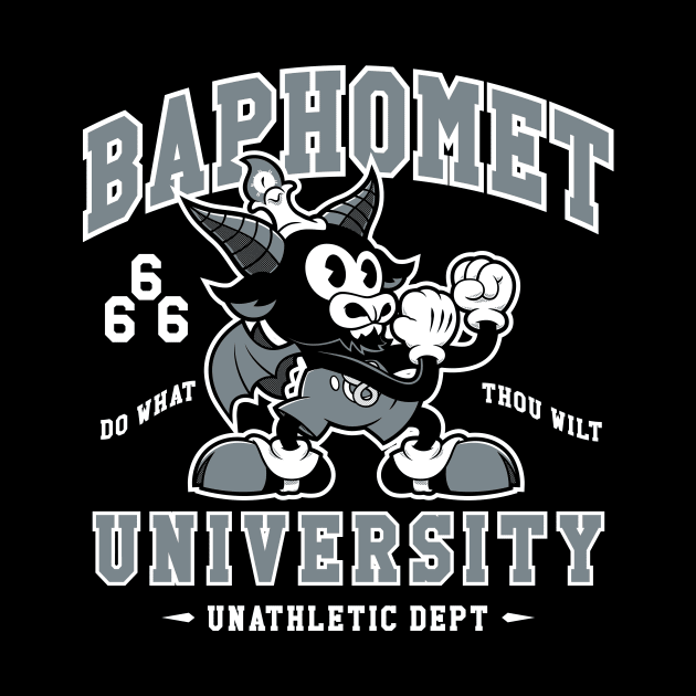Baphomet University - Vintage Cartoon Devil - Satanic School Mascot by Nemons