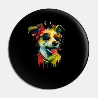 Colourful cool Jack Russell Terrier dog with sunglasses two Pin