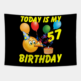 Emoji Shirt Today Is My 57th Birthday 57 Years Old Tapestry