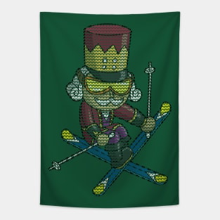 Skiing Nutcracker Ski Christmas Knit Pattern Skier Tapestry