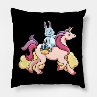 Cute Easter bunny riding unicorn Pillow