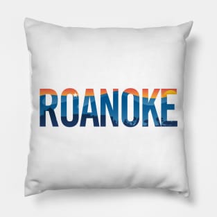 Roanoke pride illustration with mountains, star, city scape and sunset Pillow