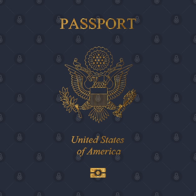 USA Passport - Vintage Style Gold Design by DankFutura