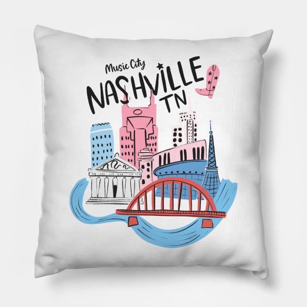 Definitely a Nashville Party Pillow by Taylor Thompson Art