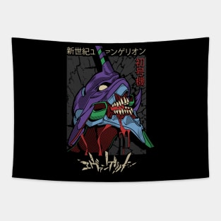 Blood-Stained Fury: Eva Unit 01 - Neon Genesis Evangelion Design Tapestry