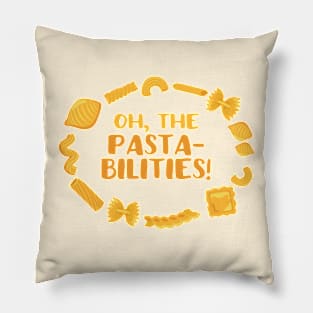 "Oh, the pasta-bilities!" - pasta word play in yellow - Food of the World: Italy Pillow