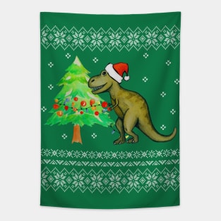 T-Rex Christmas Ugly Christmas Dinosaur Christmas Tapestry