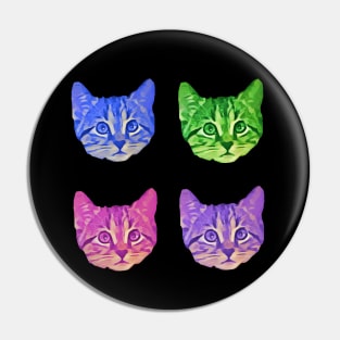 Kitty Faces Four Different Colors Pin