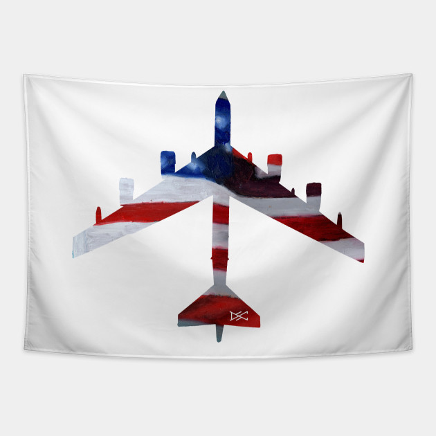 B52 From Above American Flag Painting Silhouette B52