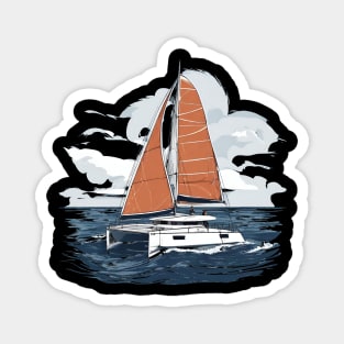 Men's Catamaran Sailing Vintage Sketch Magnet