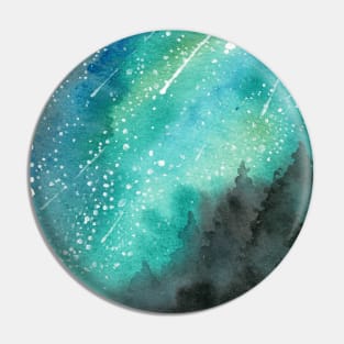 Milky Way Over Forest Watercolor Landscape Pin