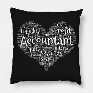 Accountant Heart made from words graphic Pillow