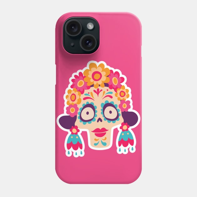 Cute Day of the Dead Sugar Skull Woman Phone Case by SLAG_Creative