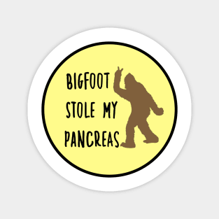 Bigfoot Stole My Pancreas Yellow Magnet