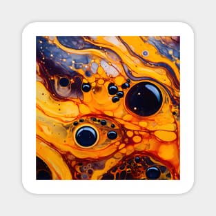 Golden Fluid Art Abstract Magnet