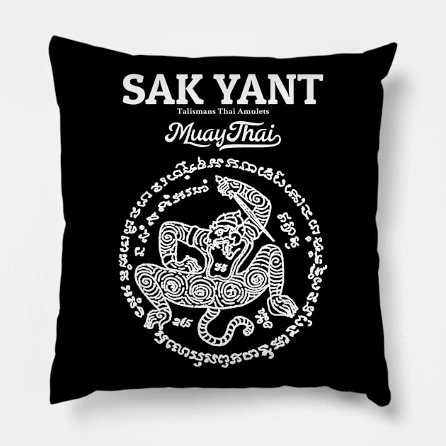 Muay Thai Sak Yant Tattoo Pillow by KewaleeTee