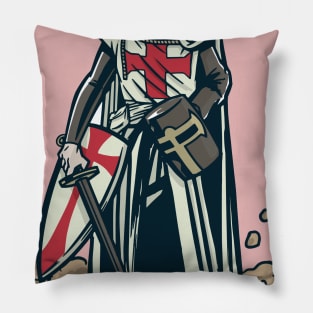 Serious Medieval Knight Crusader Knights Templar Pillow