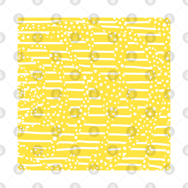 Spots and Stripes 2 - Lemon Yellow and White by LAEC