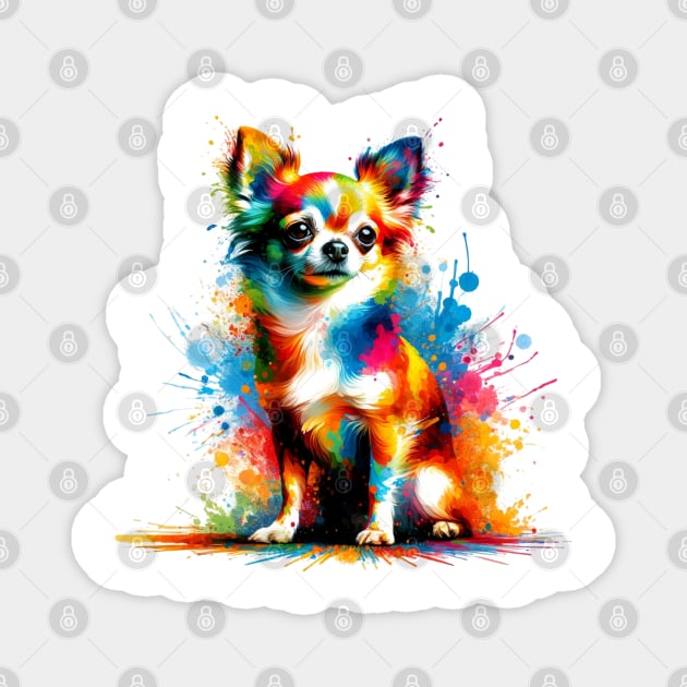 Vibrant Abstract Chihuahua Color Splash Art Portrait Magnet by ArtRUs