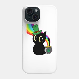 Funny black cat celebrates st patricks day Phone Case