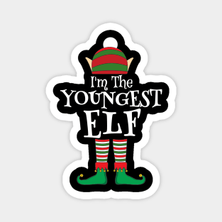 I'm The Youngest Elf Matching Family Christmas Pajama Shirt Magnet