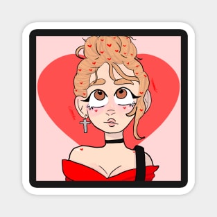 Heart babe cute girl illustration Magnet