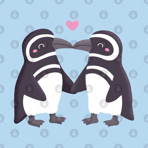 Kissing Penguins Couple by rustydoodle