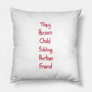 Gender-Neutral Titles (red) Pillow