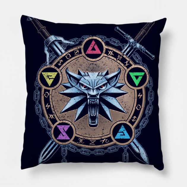 Witcher color Pillow by xartt