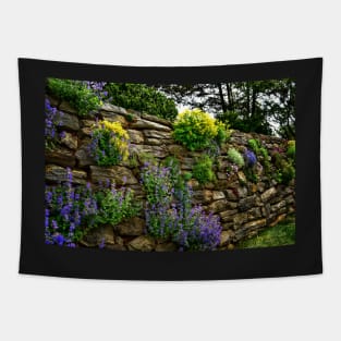 Rock Wall Flower Garden Tapestry