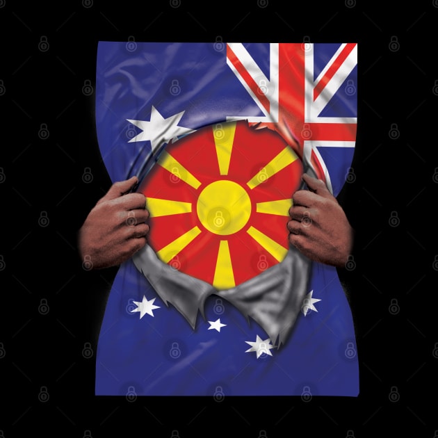 Macedonia Flag Australian Flag Ripped - Gift for Macedonian From Macedonia by Country Flags