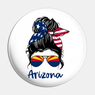 Arizona girl Messy bun , American Girl , Arizona Flag Pin